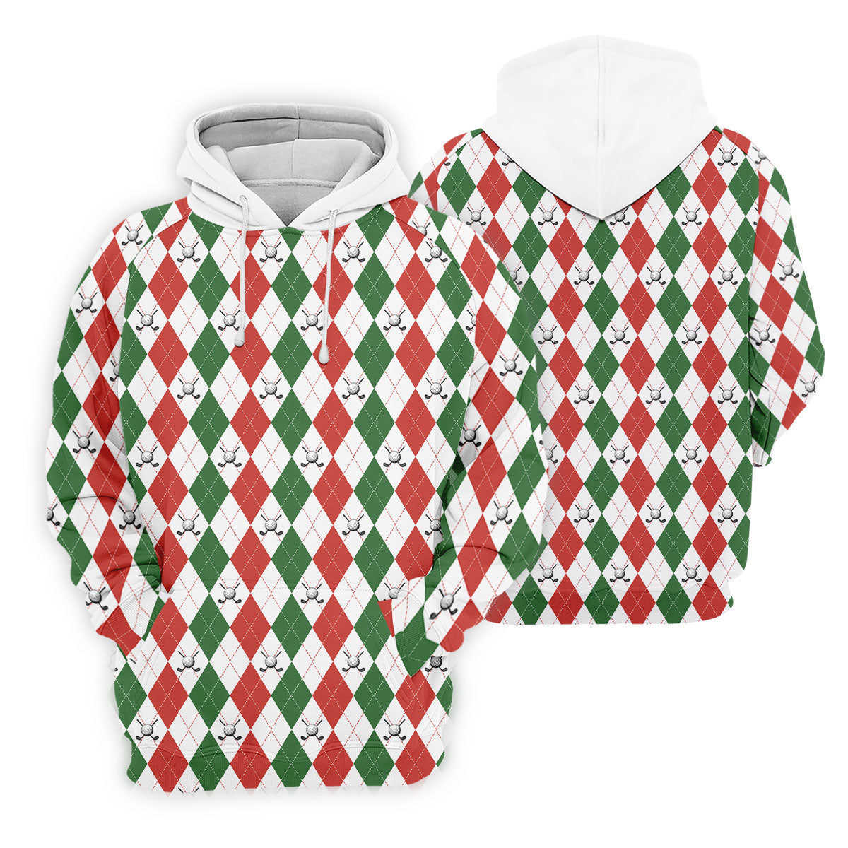 Christmas Plaid Argyle Pattern Golf Polo ShirtChristmas Golf Gift, Polo ShirtFor Men, Golfing Apparel