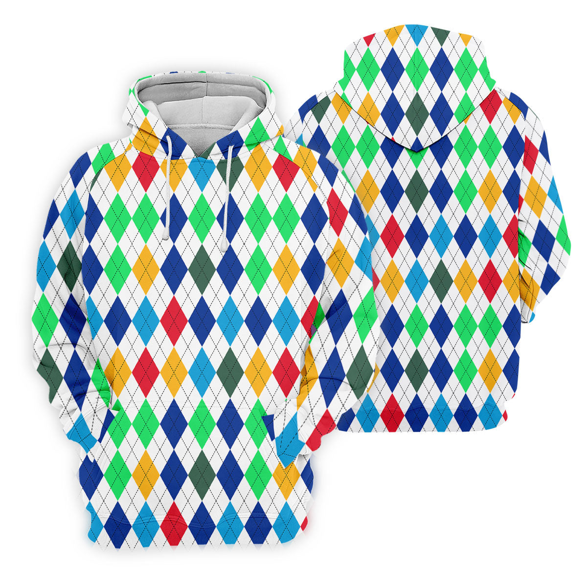 Colorful Argyle Golf Shirt, Classic Diamond Pattern Polo, Polo Shirts For Men