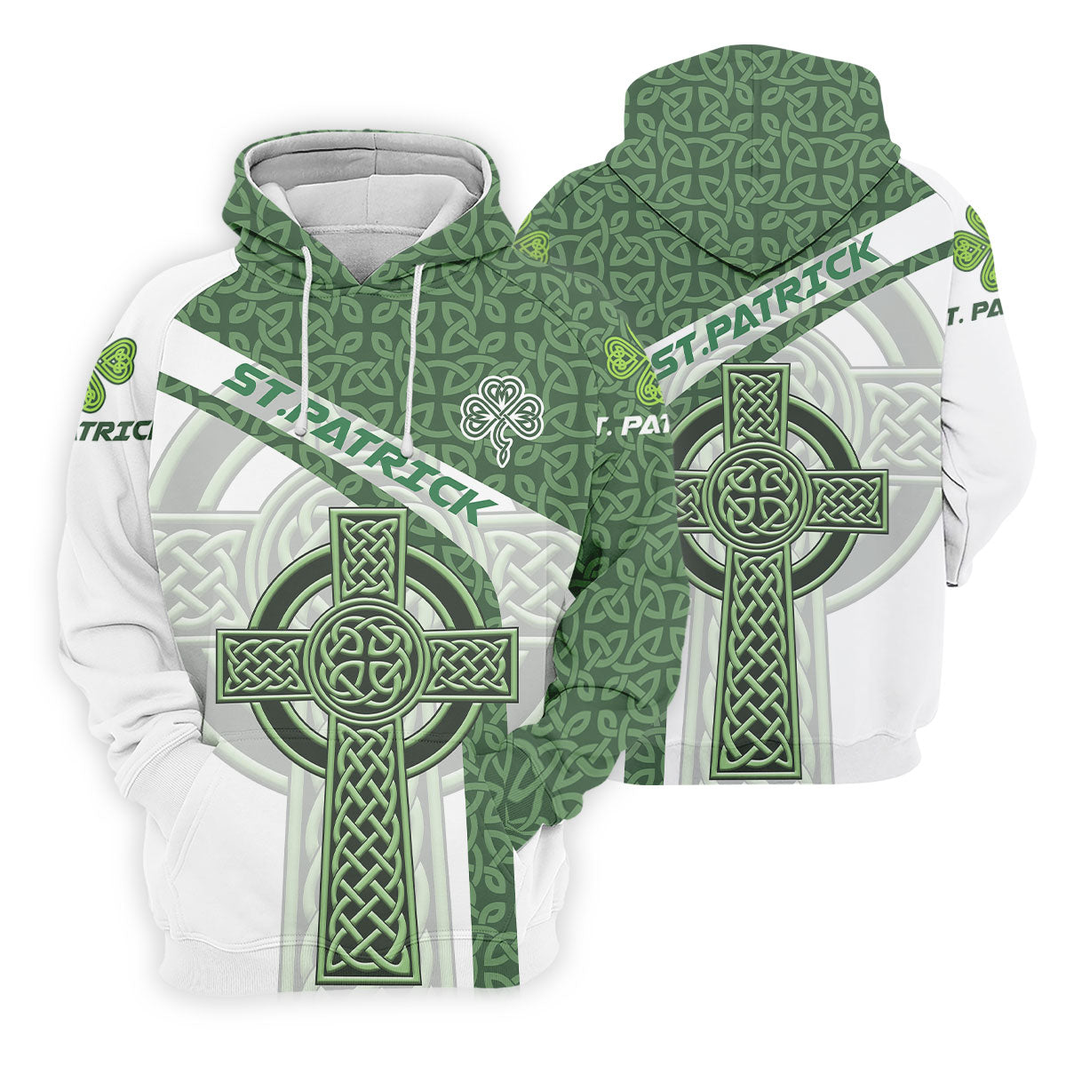 St Patrick's Day Celtic Knotwork Pattern Shamrock Golf Shirt, Polo ShirtFor Men, Golf Shirts For Men