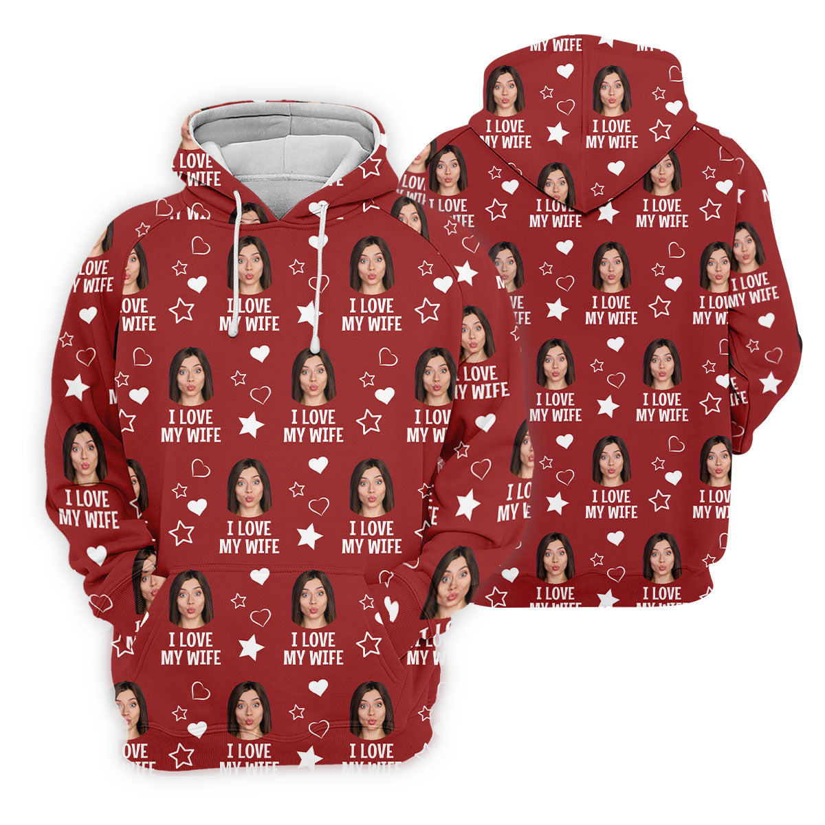 I Love My Husband Custom Face Red Golf Shirt, Fun Women's Golf Shirts, Valentines Golf Gift, Ladies Golf Shirts