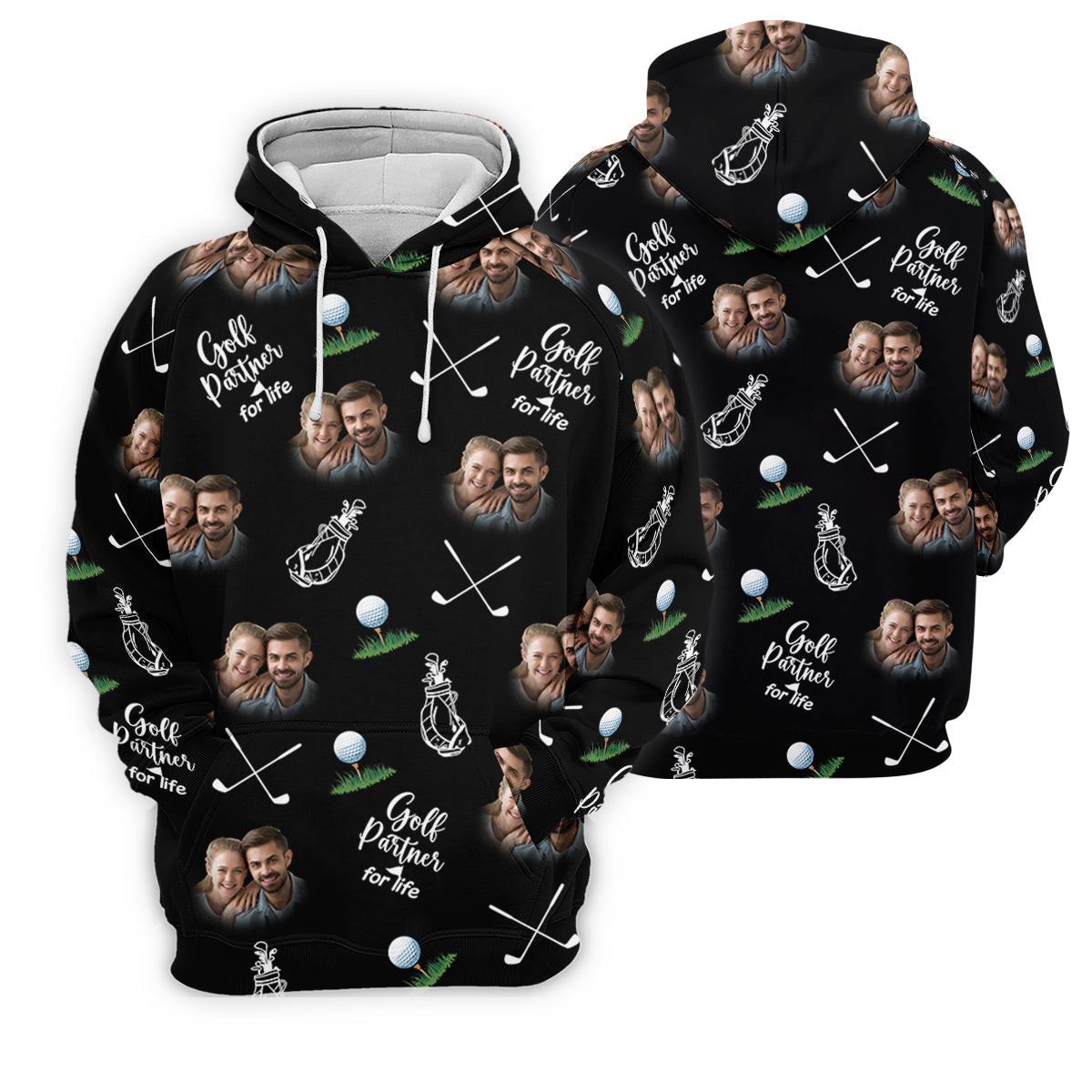 Golf Partner For Life Custom Photo Black Golf Tops For Men, Valentines Golf Gift, Golf Gift For Men