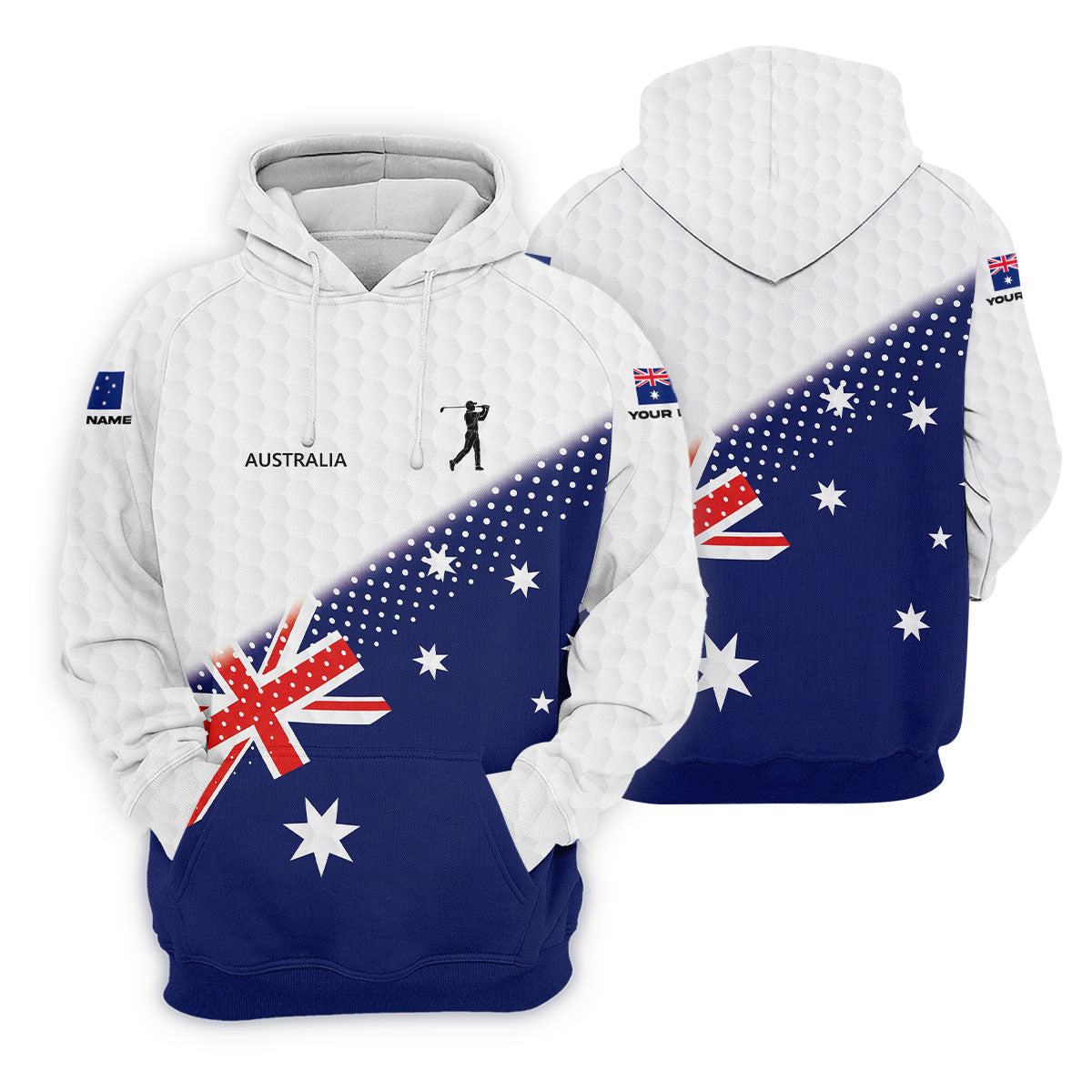 Golf Ball Pattern Australia Flag Print Men's Golf Top, Polo Shirt Men, Golf Shirts For Men
