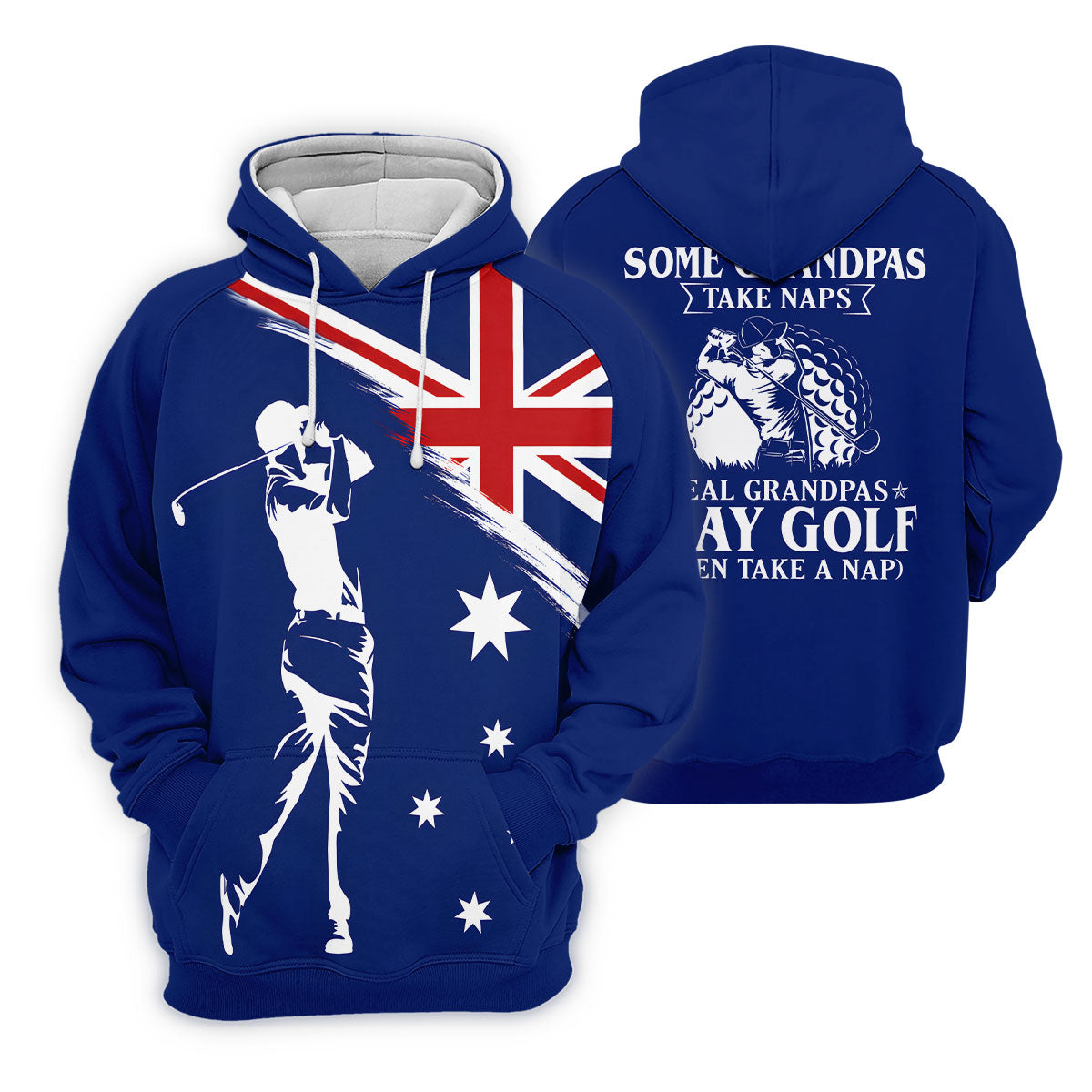 Real Grandpas Play Golf Then Take A Nap Australia Flag Print Men's Funny Golf Shirts, Polo Shirtor Men