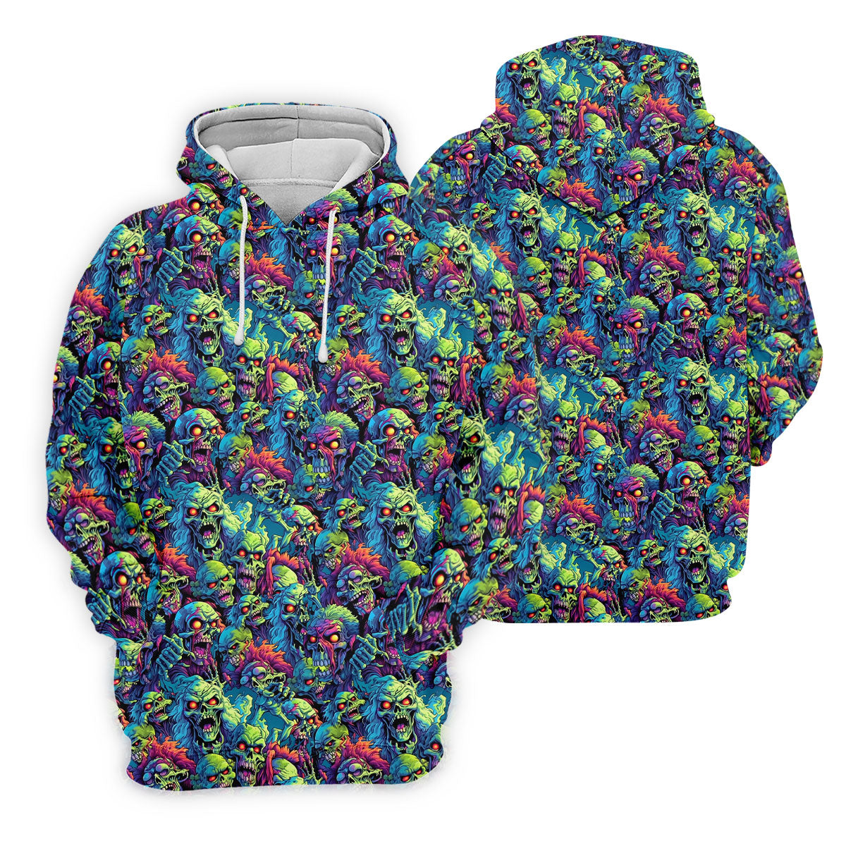 Colorful Zombie Head Pattern Halloween Golf Polo Shirt, Women's Golf Tops, Ladies Golf Shirt