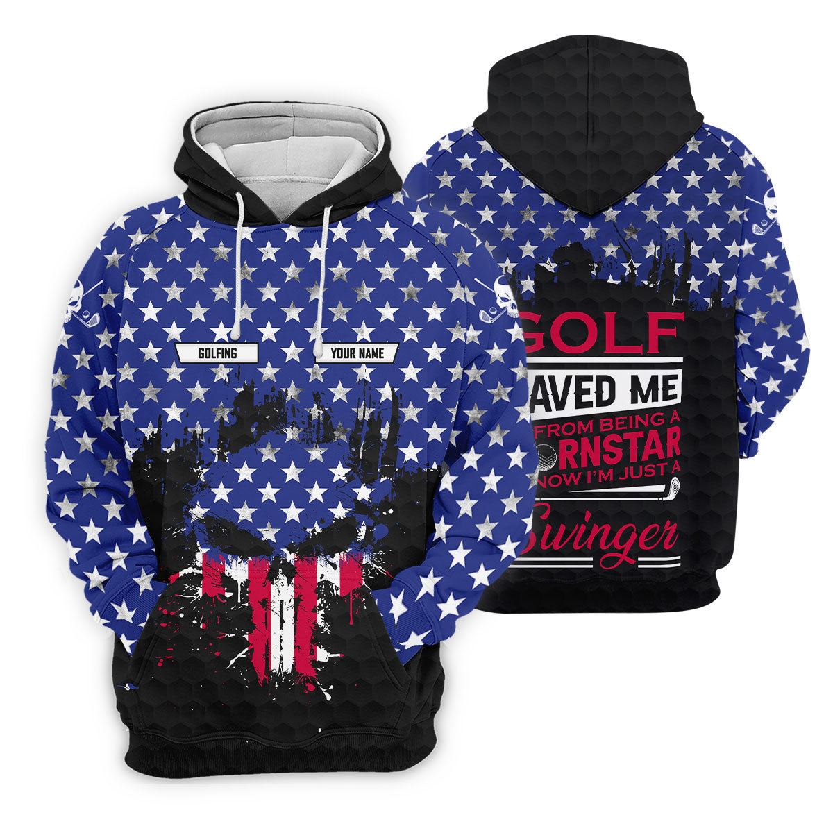 Golf Saved Me From Being A Pornstar Distressed American Flag Skull Golf Shirt, 250 Years Golf Shirt For Women