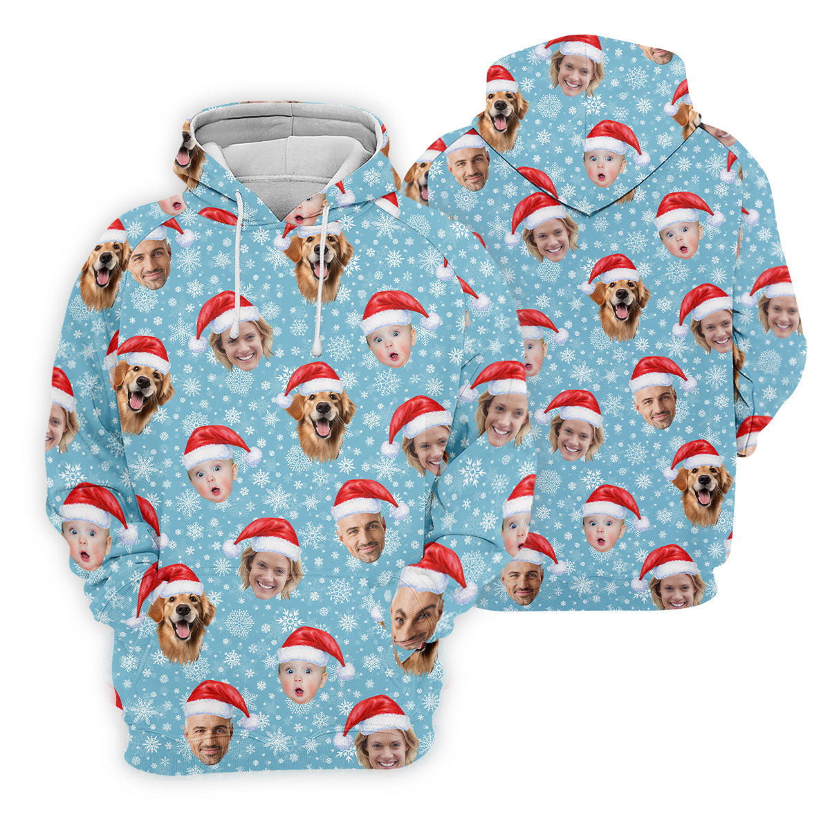 Custom Face Snowflakes Print Ice Blue Christmas Golf Shirt, Ladies Golf Shirts, Golf Gifts For Women