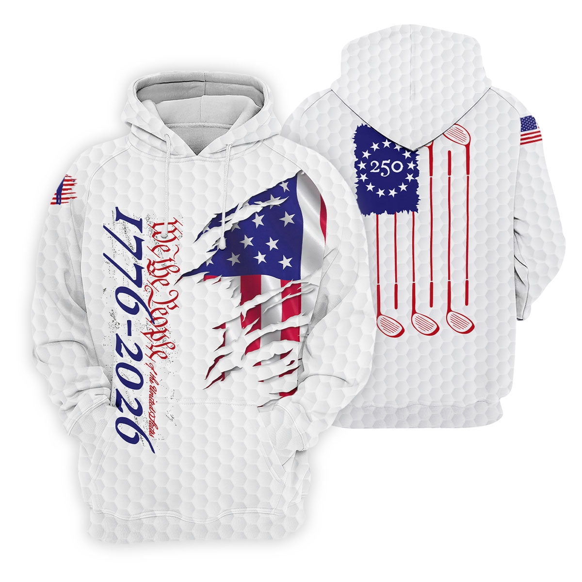 We The People 250 Anniversary 1776-2026 Distressed Flag Golf Shirt For Women, Patriotic 4th Of July Golf Shirt