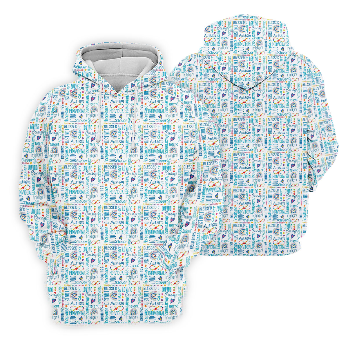 Autism Awareness Rainbow Heart Infinity Symbol Blue And White Men's Golf Shirt, Polo ShirtFor Men