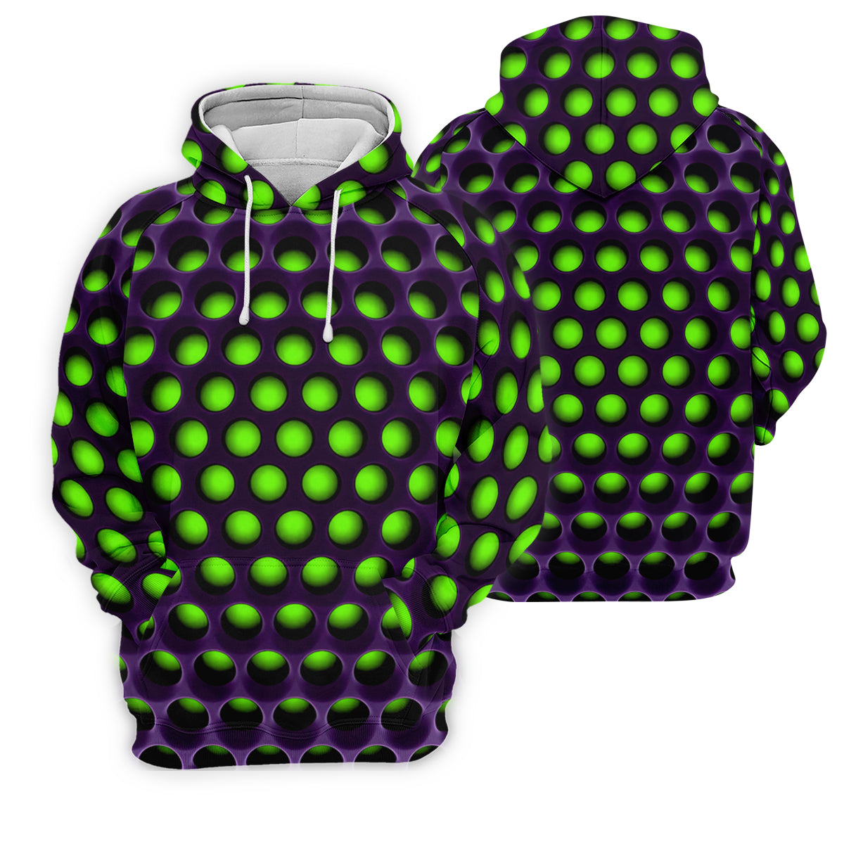 3D Effect Circular Pattern Green Golf Shirt, Cool Golf Outfit, Men's Funny Golf Shirts, Polo ShirtFor Men