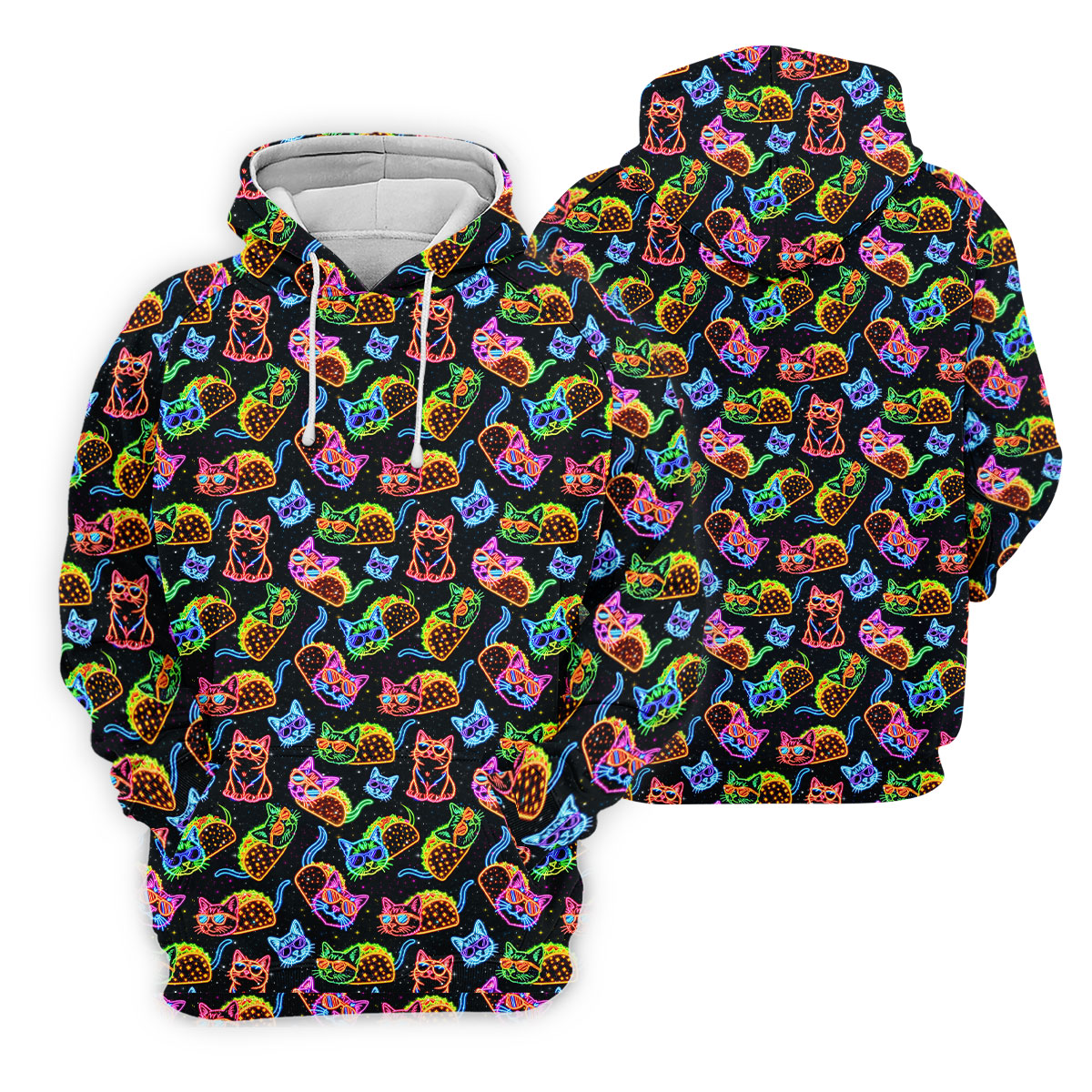 Neon Cats Tropical Vibe Golf Tops For Men, Cute Golf Outfit, Golf Shirts For Men, Polo ShirtFor Men
