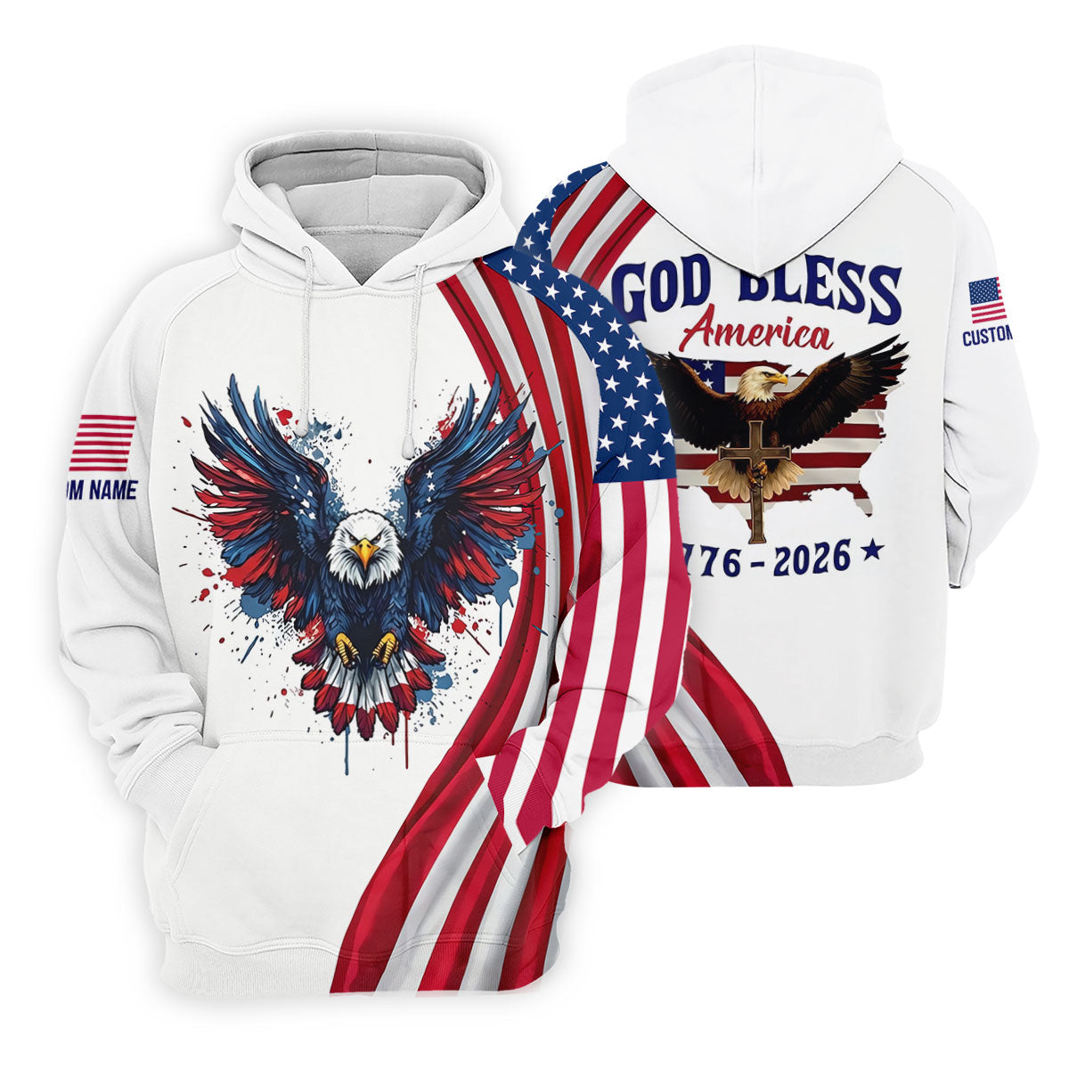 God Bless America 250 Years US Flag Golf Shirt, Patriotic 4th Of July Golf Shirts For Men