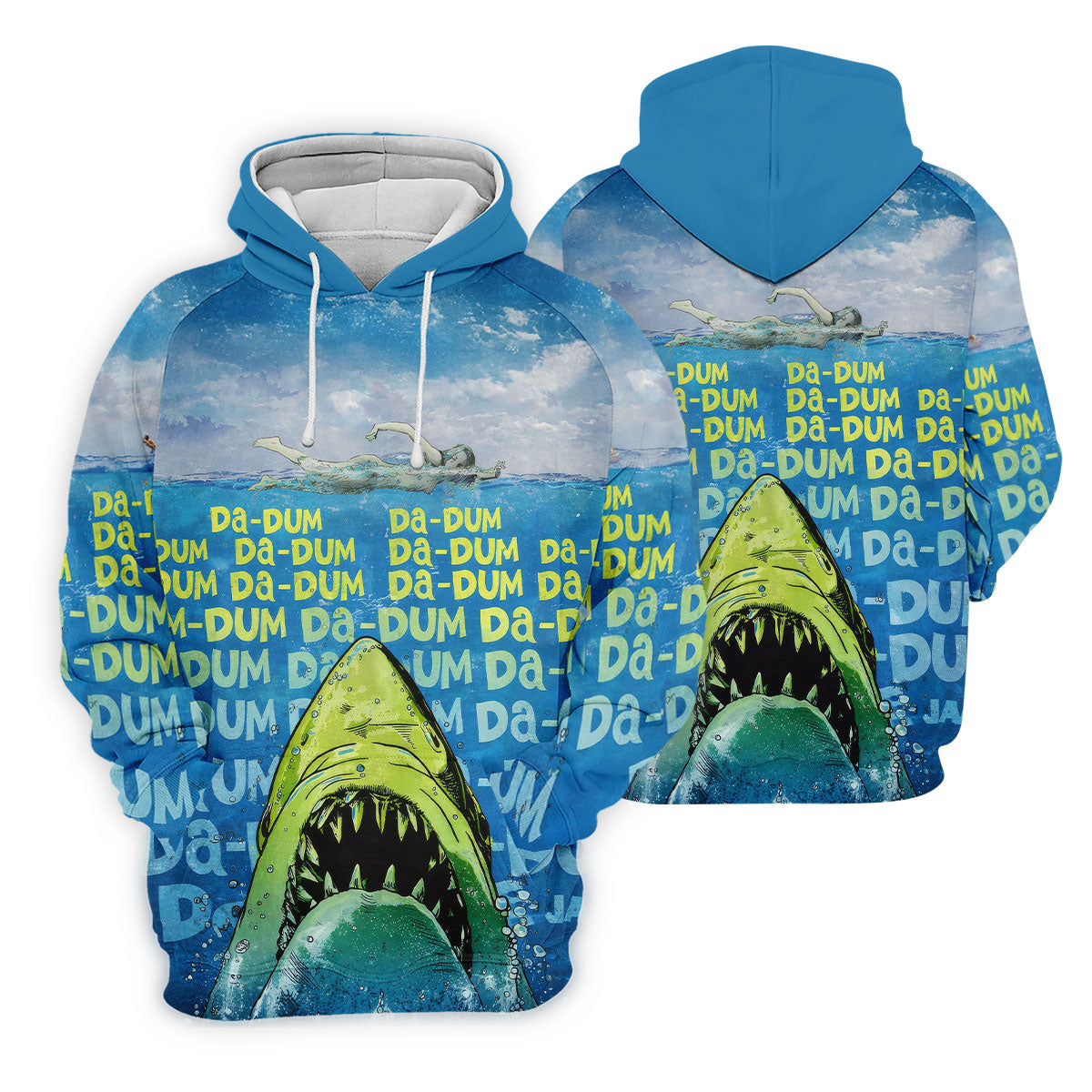 Funny Shark Da Dum Ocean Attack Golf Polo Shirt, Golf Shirts For Men, Printed Golf Shirts