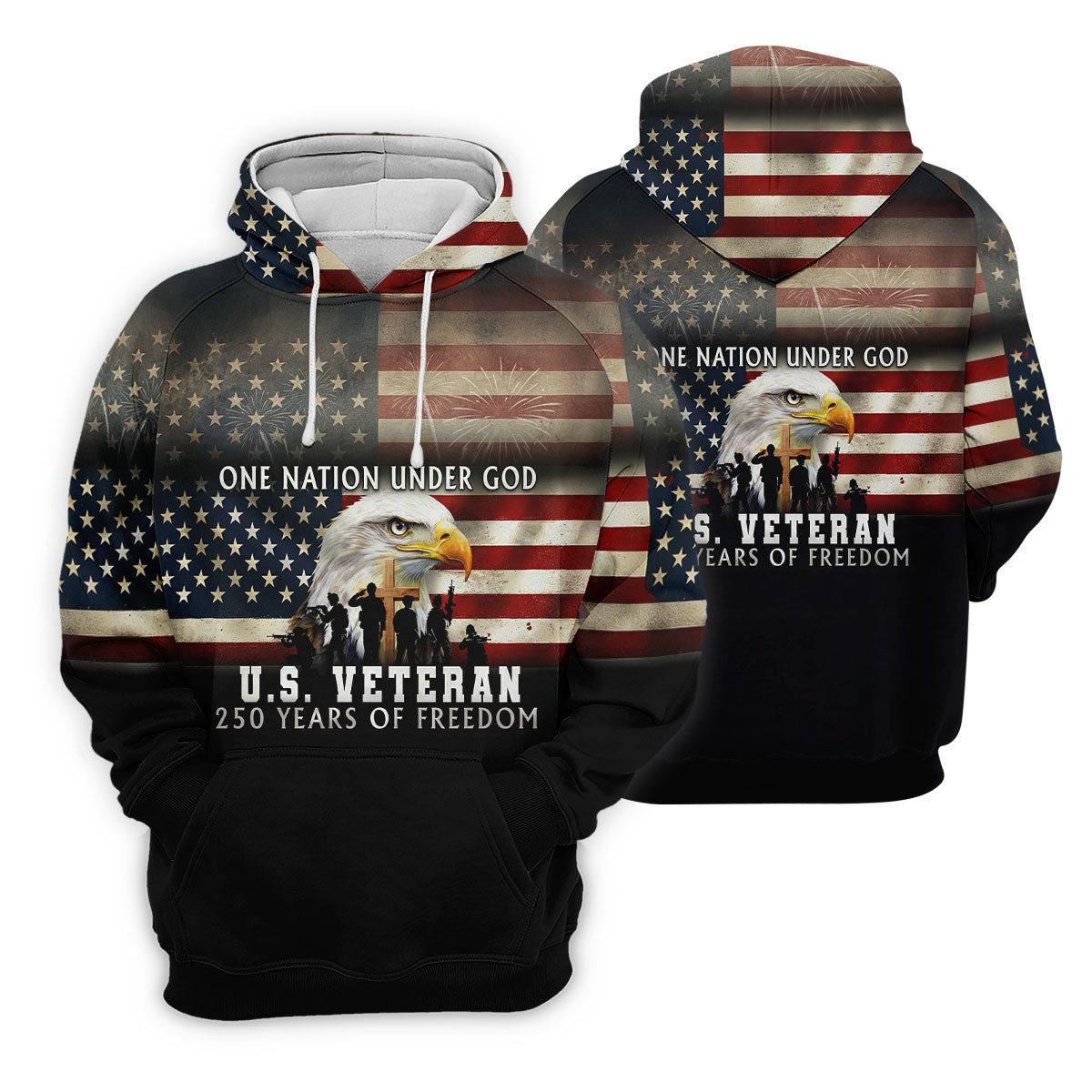 One Nation Under God US Veteran 250 Years Of Freedom Patriotic Golf Shirt, Golf Shirts For Men