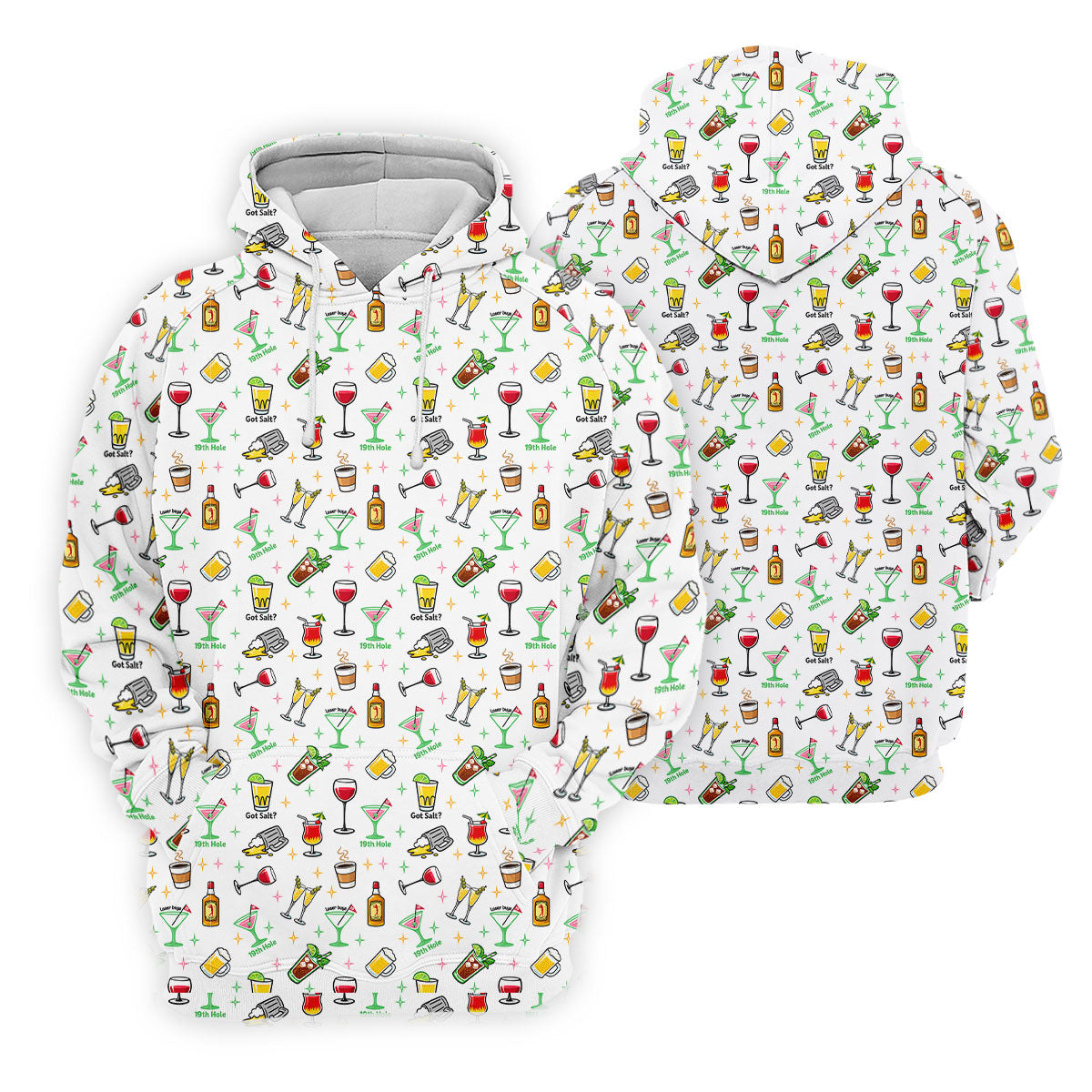 19th Hole Cocktail Drinks Pattern Golf Shirt, Mens Golf Polo, Printed Golf Shirts
