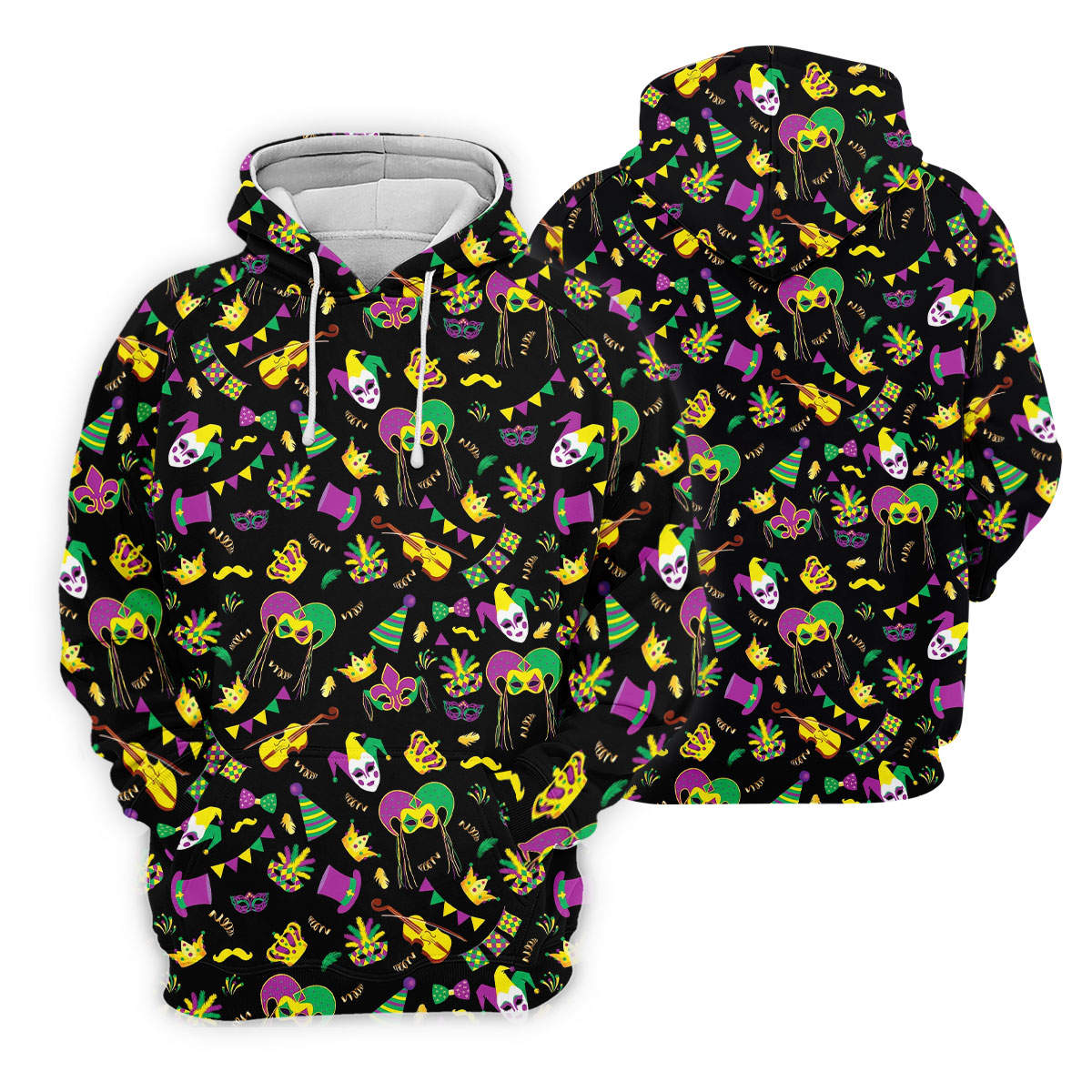 Festive Mask Purple Green Gold Mardi Gras Golf Shirt, Women's Golf Tops, Ladies Golf Polos