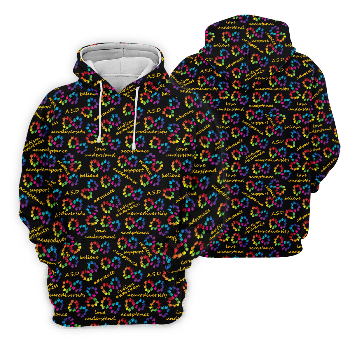 Rainbow Infinity Symbol Autism Awareness Colorful Handprint Golf Shirts For Men, Polo ShirtFor Men