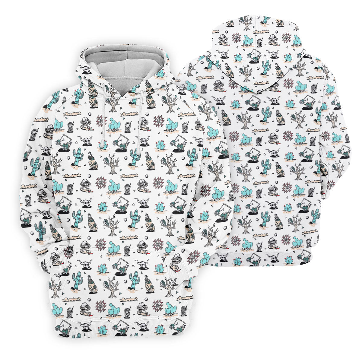 White Desert Golf Pattern Golf Polo Shirt, Golf Polo Shirts For Men, Hawaiian Golf Shirt