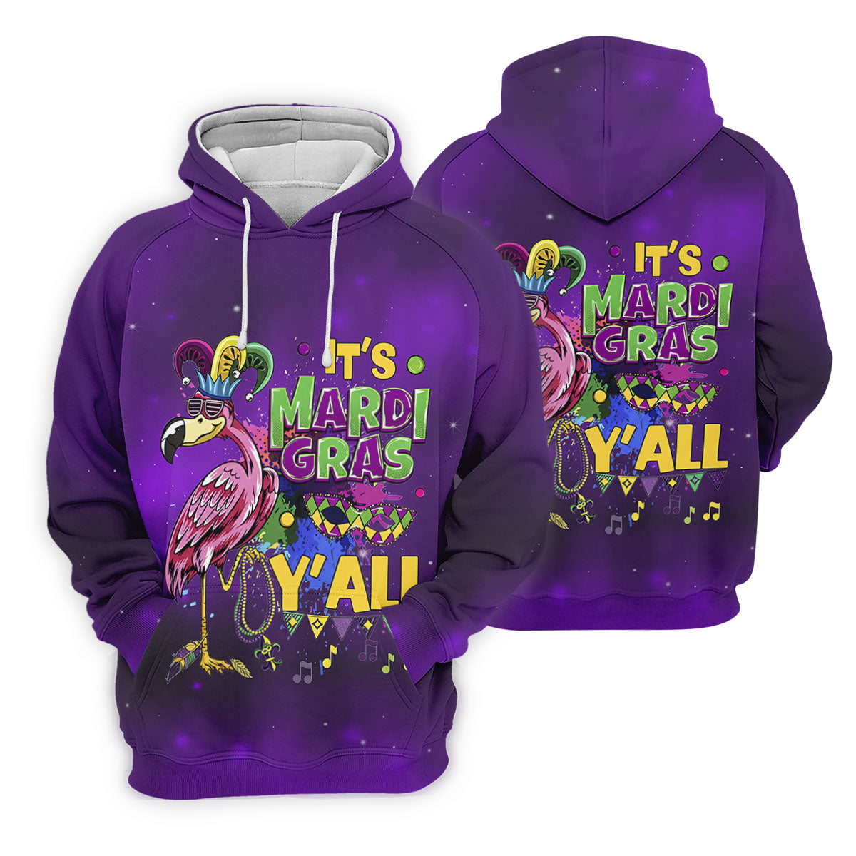 It's Mardi Gras Y'All Funny Flamingo Purple Golf Shirt, Polo ShirtFor Men, Golf Shirts For Men