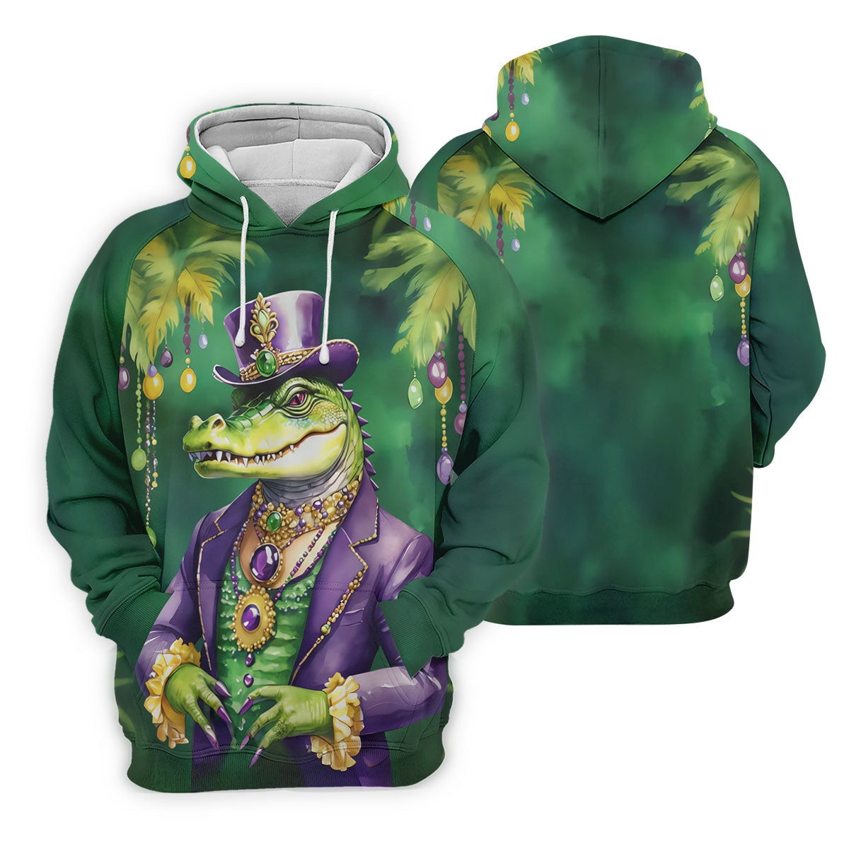 Mardi Gras Alligator Green Golf Shirt, Fun Women's Golf Shirts, Women's Golf Tops, Ladies Golf Polos