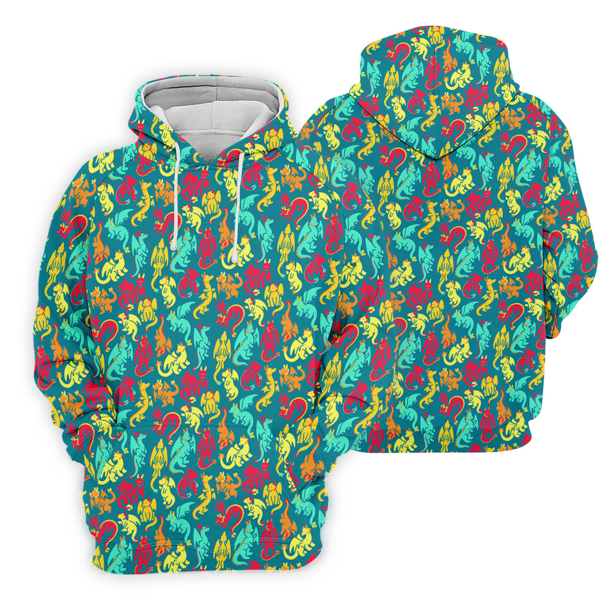 Cartoon Dragons Colorful Golf Shirt, Cute Golf Outfit, Polo Shirt Men, Golf Shirts For Men
