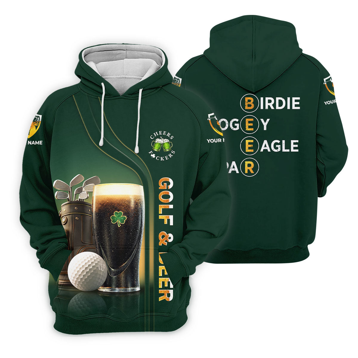 Birdie Bogey Eagle Par Cheers Fckers Golf And Beer St Patrick's Day Green Women's Golf Tops, Ladies Golf Polos