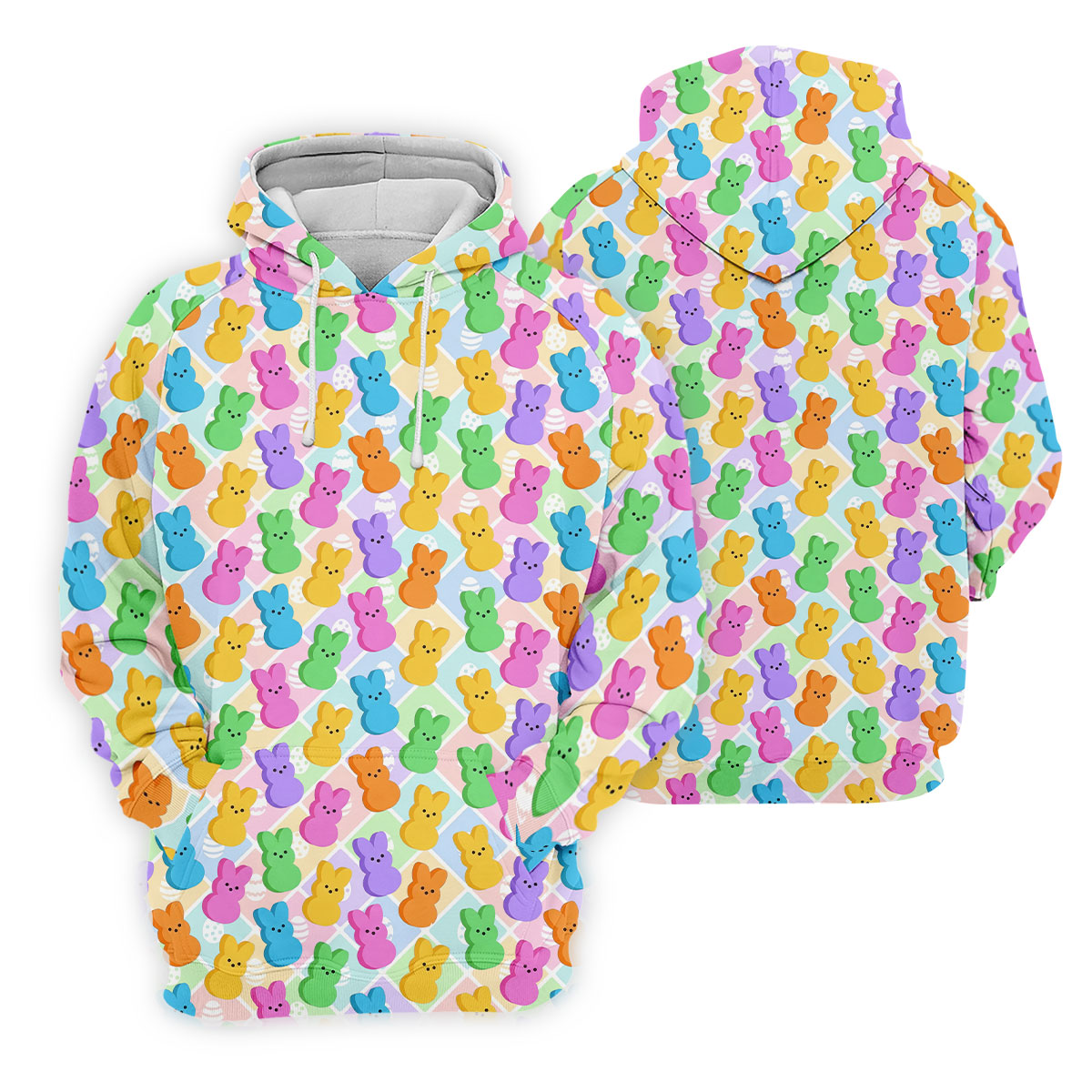 Pastel Easter Peeps Colorful Checkered Golf Shirts For Men, Cute Golf Outfit, Polo ShirtFor Men