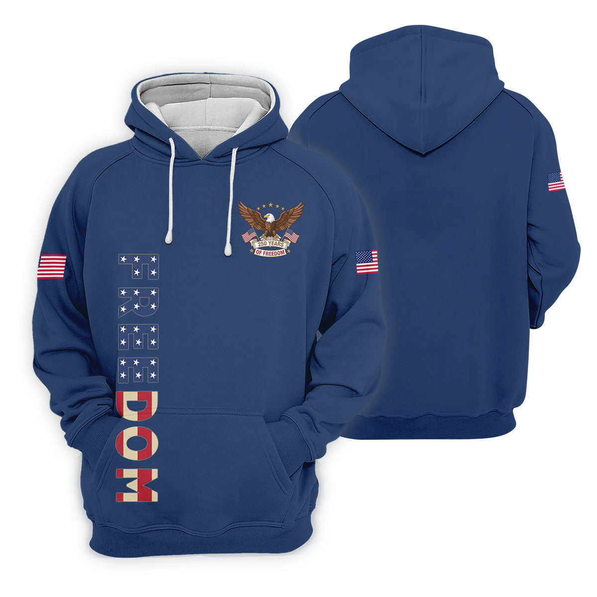 250 Years Of Freedom US Flag Logo Navy Golf Shirt, Patriotic 4th Of July Golf Shirts For Men