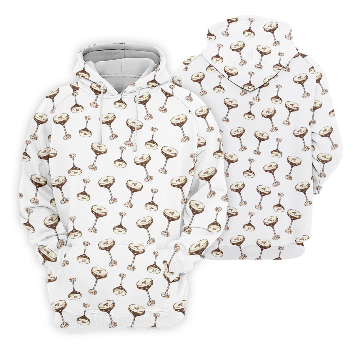 Expresso Martini Doodle Seamless Pattern Hawaiian Golf Shirt, Polo Shirt Men