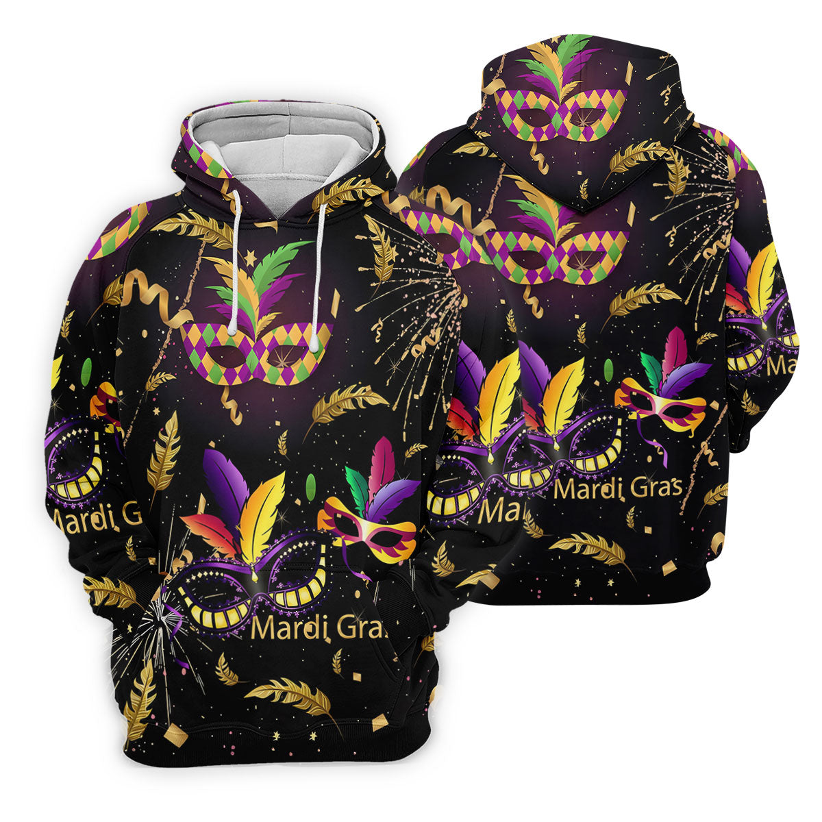 Gold Ribbons Mardi Gras Masquerade Mask Golf Tops For Men, Polo ShirtFor Men, Golf Shirts For Men