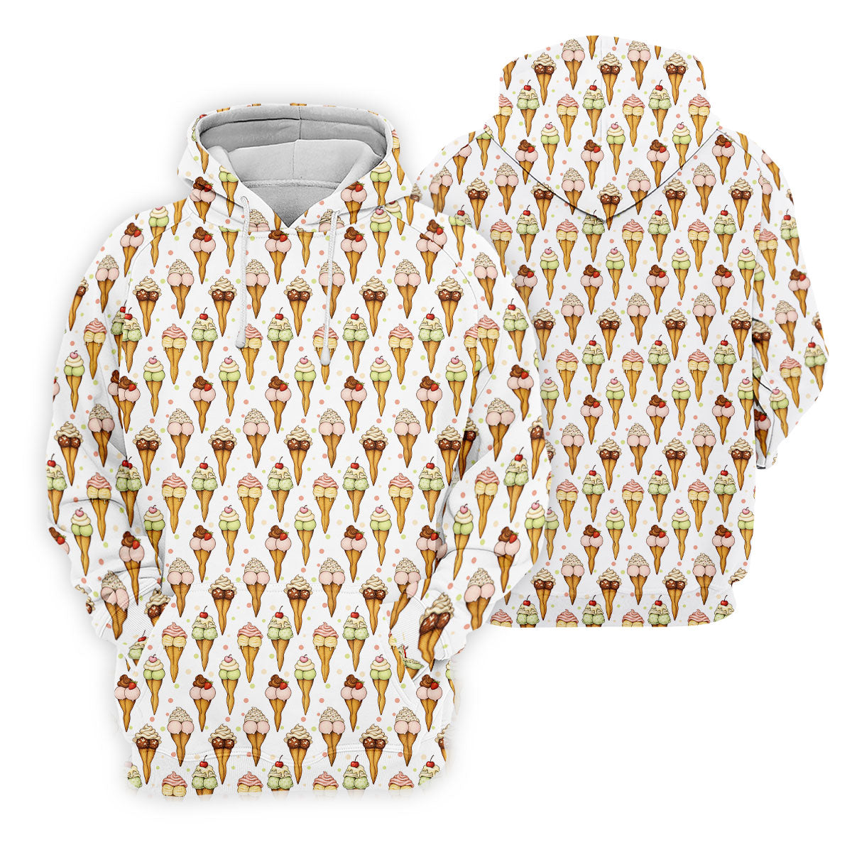 Adult Humor Ice Cream Golf Shirt, Funny Cone Pattern, Golf Shirt For Men