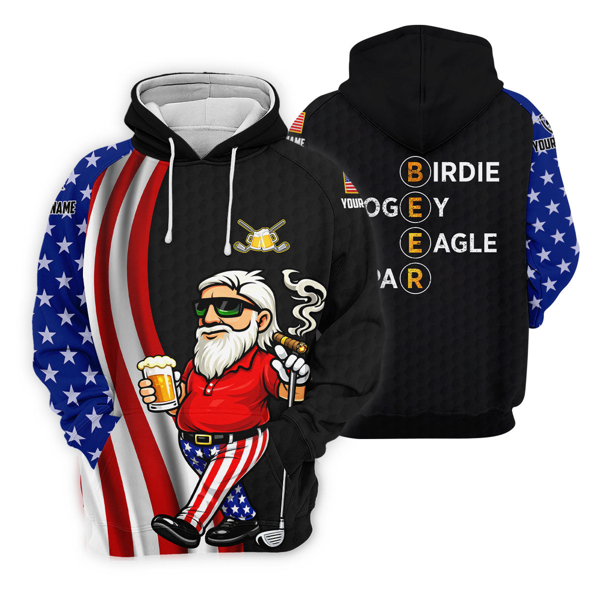 Patriotic Man Golf And Beer Funny 4th Of July Black Golf Shirt, 250 Years Of America Women's Golf Tops
