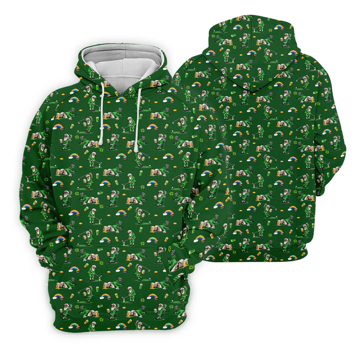 St Patrick's Day Leprechaun Character Golf And Beer Green Golf Shirt, Fun Women's Golf Shirts, Ladies Golf Polos