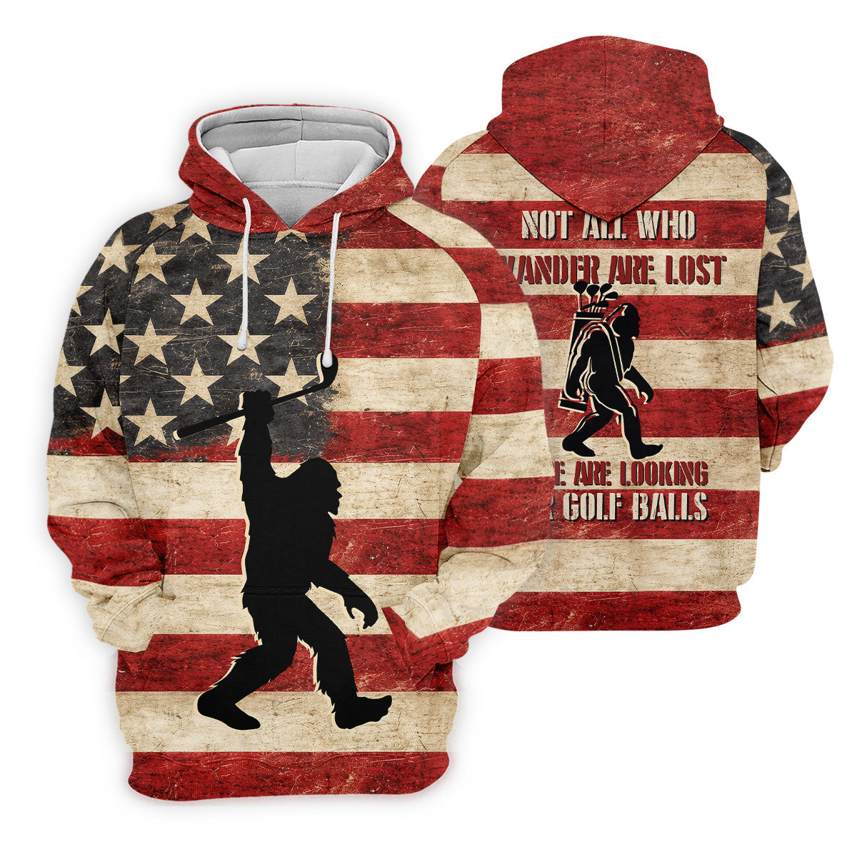 Vintage American Flag Bigfoot Golfer Polo Shirt, Women’s Golf Polo, Golf Tops For Women