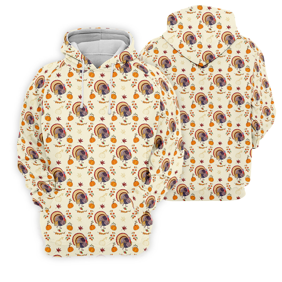 Turkey Pumpkin Thanksgiving Holiday Beige Golf Tops For Men, Polo ShirtFor Men, Golf Gift For Men, Golfing Apparel