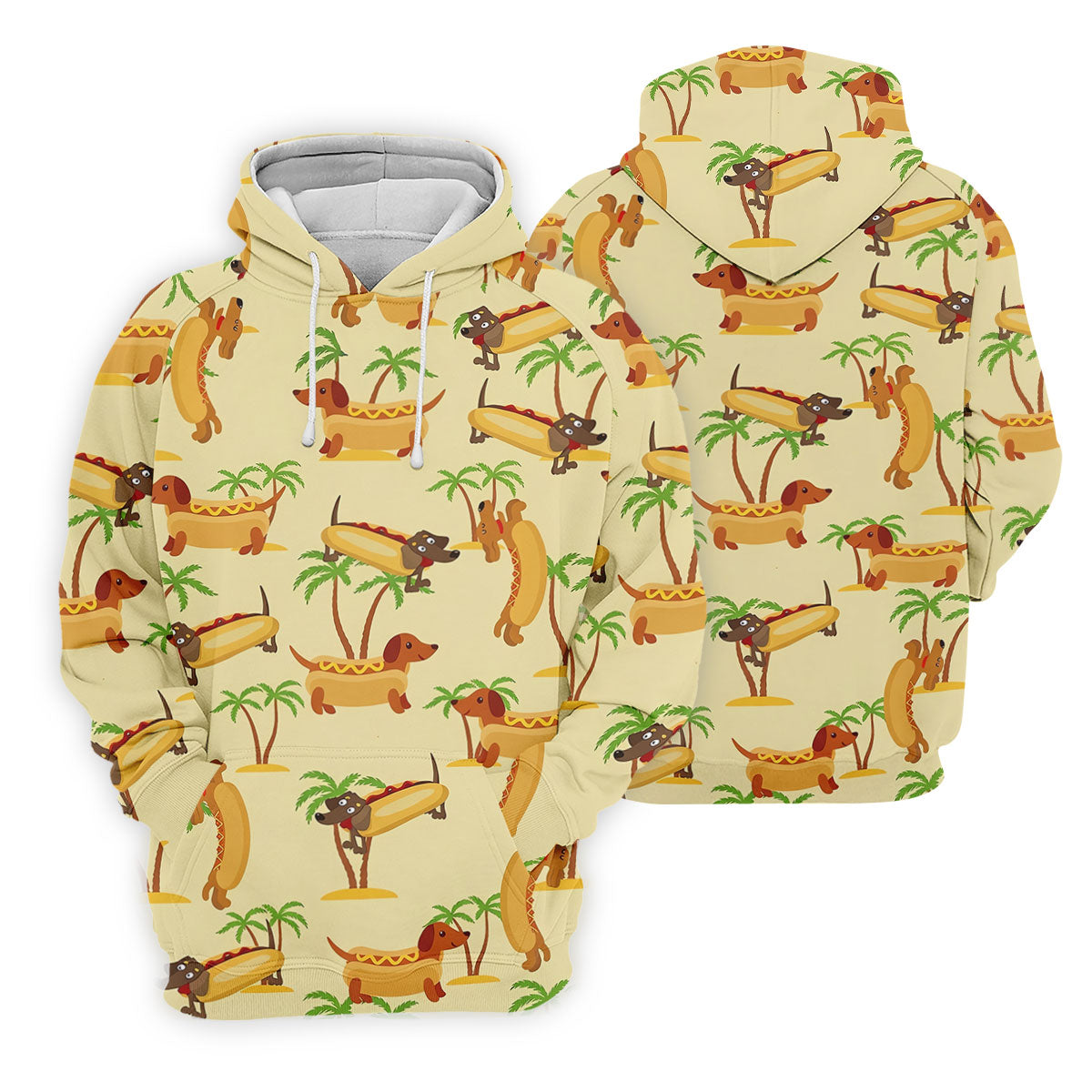 Funny Hot Dog Dachshund Tropical Hawaiian Golf Shirt, Golf Polo For Women, Printed Golf Shirt