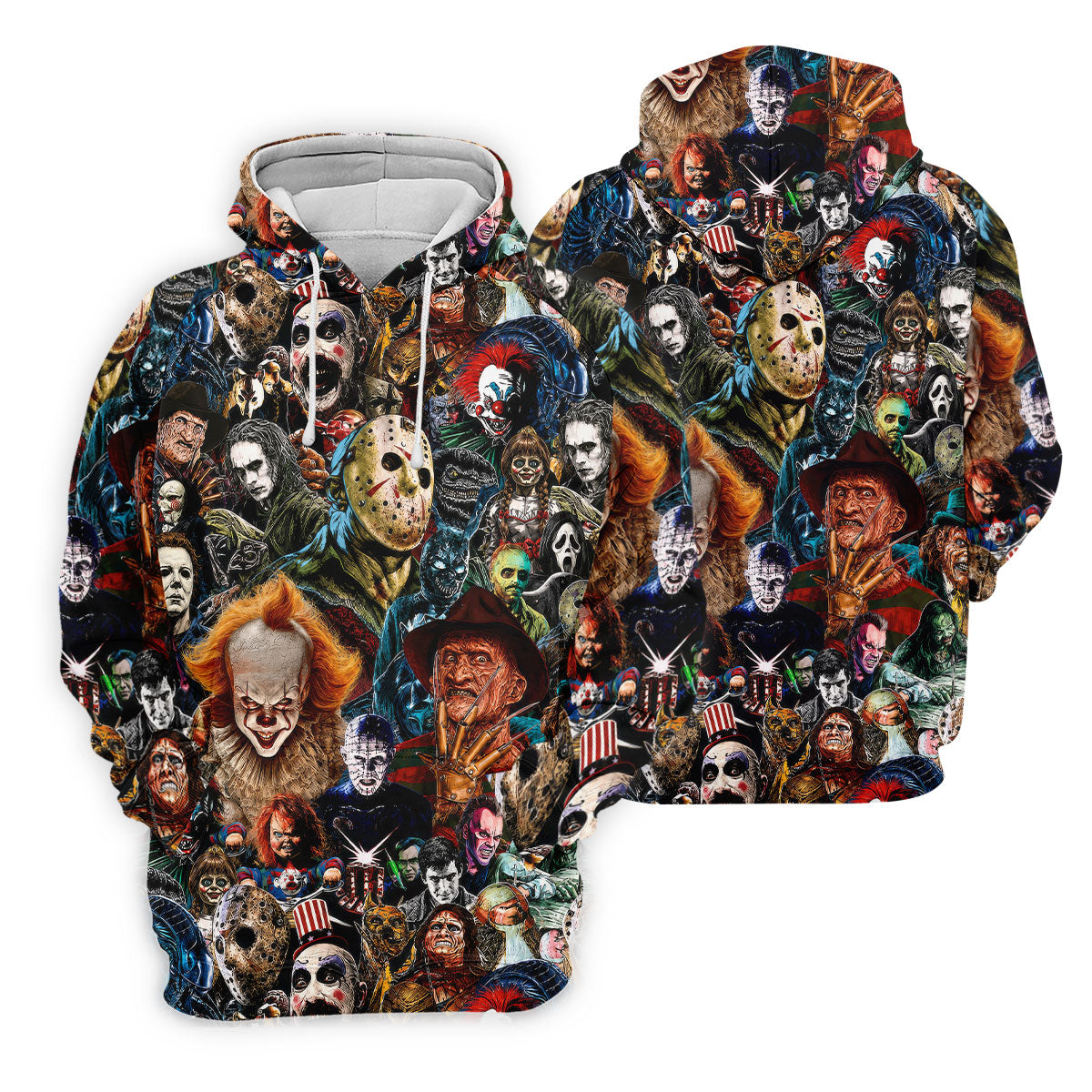 Iconic Horror Character Legends Collage Golf Polo Shirt, Mens Golf Shirts, Printed Golf Shirts