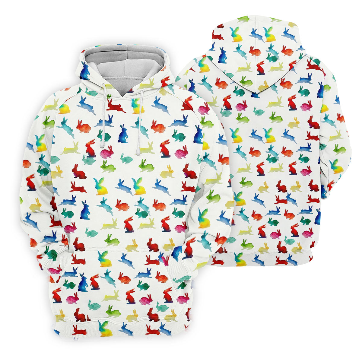 Colorful Bunny Funny Golf Shirt, Easter Bunny Pattern Golf Tops For Men, Golf Shirts For Men