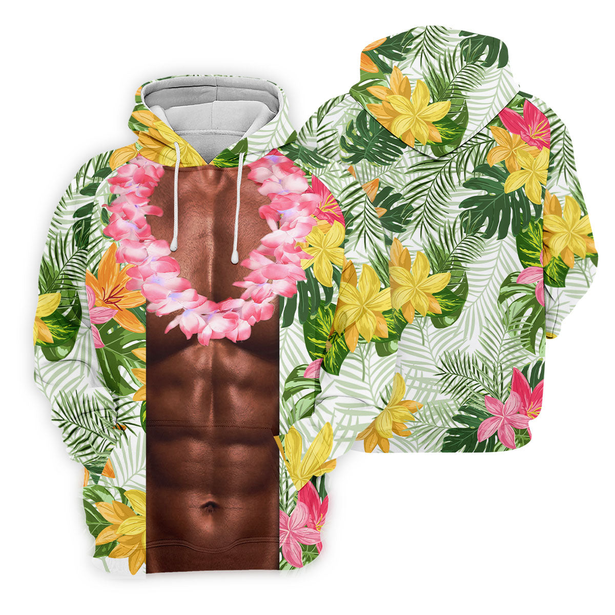Tan Skin Tropical Muscle Chest Hawaiian Golf Polo Shirt, Women's Golf Tops, Performance Golf Shirt