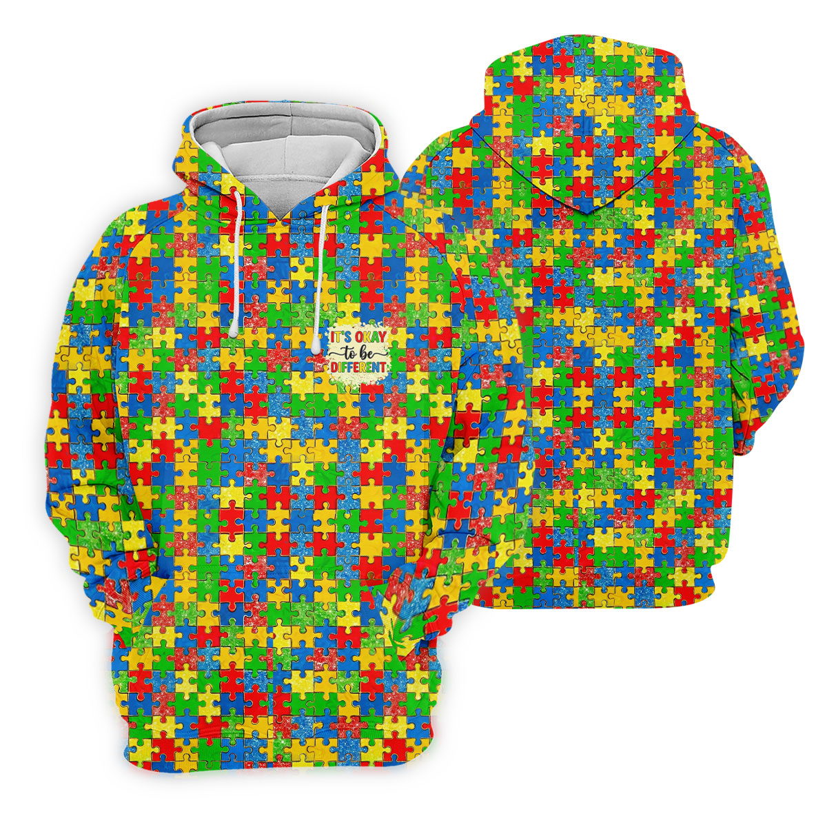 It's Okay To Be Different Colorful Puzzle Pattern Autism Awareness Men's Golf Shirt, Polo ShirtFor Men