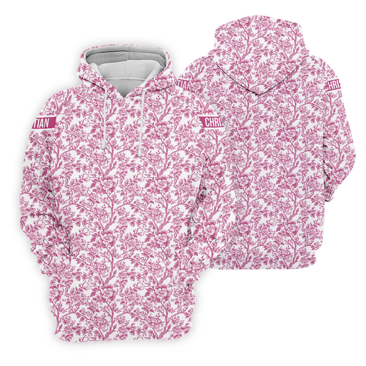 Toile De Jouy Pink Golf Shirt, Women's Golf Tops, Ladies Golf Shirts, Golf Gift For Ladies, Golf Shirt For Women