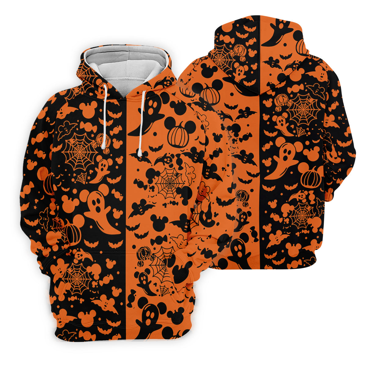 Cute Animated Ghost Black And Orange Halloween Golf Shirt, Fun Women's Golf Shirts, Ladies Golf Polos