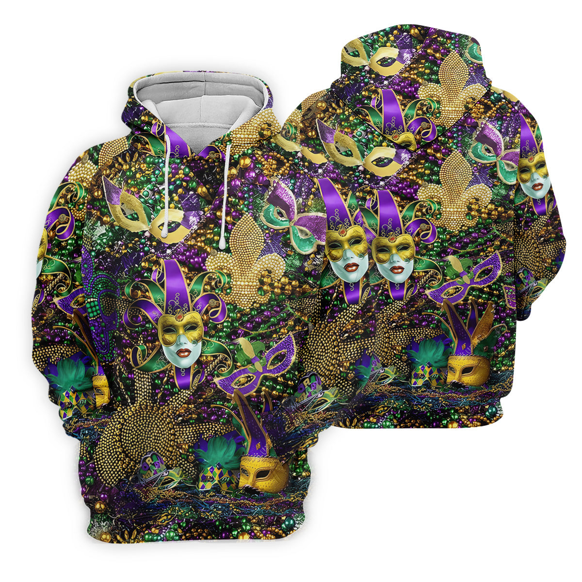 Holiday Mardi Gras Green Purple Gold Golf Tops For Men, Polo ShirtFor Men, Golf Gift For Men