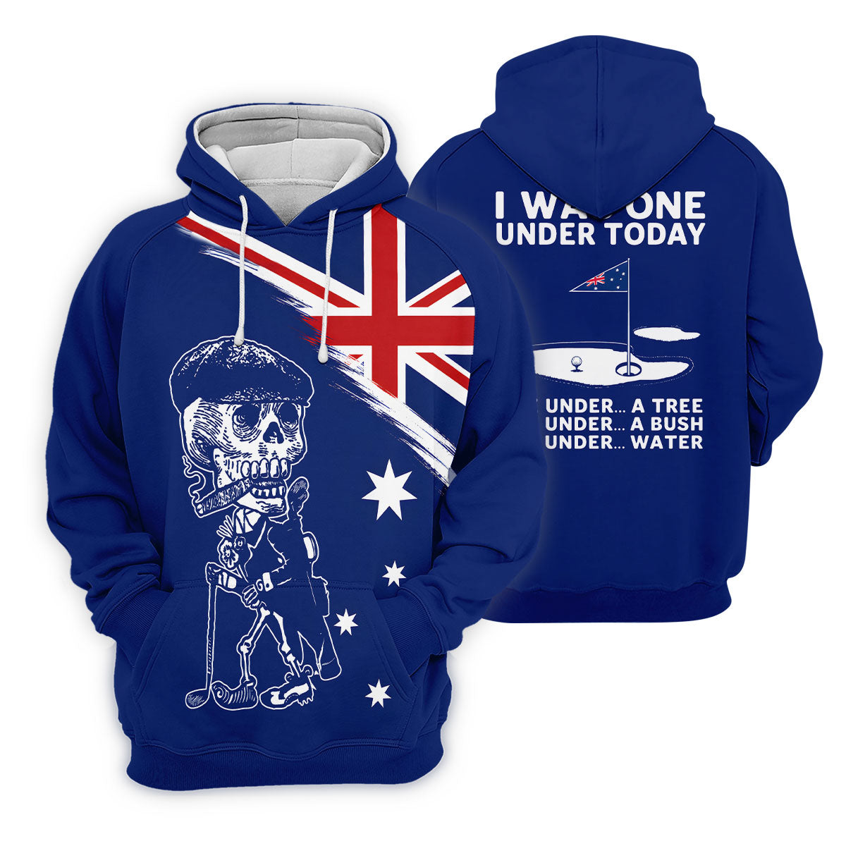 I Was One Under Today Skeleton Golfer Australia Flag Print Ladies Golf Tops, Golf Shirt For Women