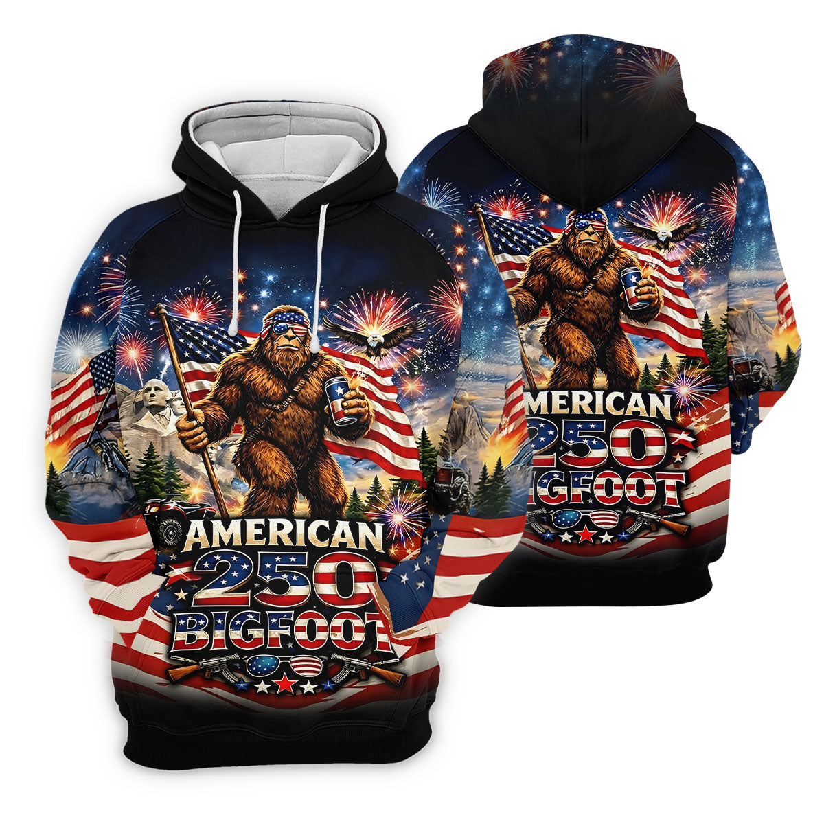 American 250 US Flag Pattern Bigfoot Golf Shirt, Patriotic 4th Of July Golf Shirt For Women