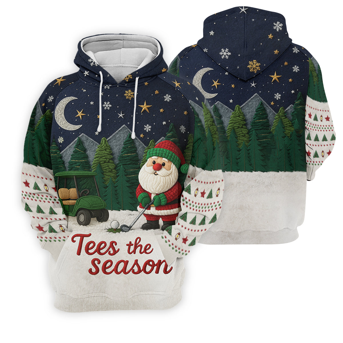 Santa Golfing Tees The Season Night Theme Golf Tops For Men, Christmas Golf Shirt, Polo ShirtFor Men