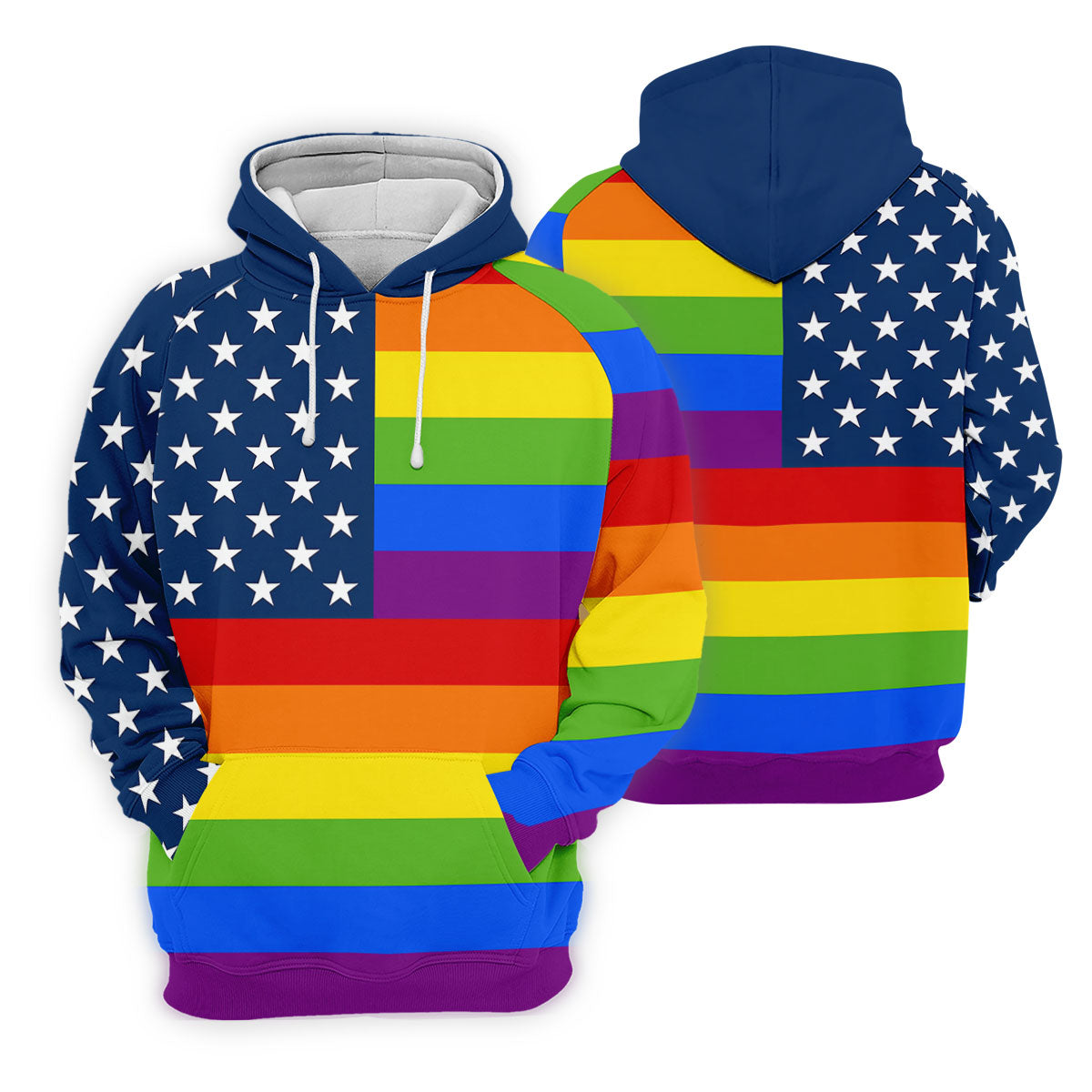 Gay Pride American Flag Golf Tops For Men, Pride Month Golf Shirts For Men