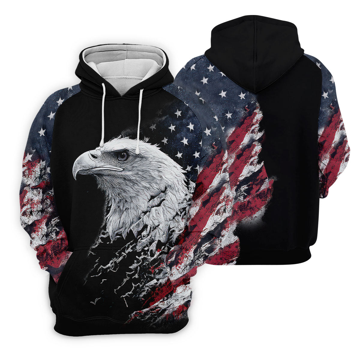 American Flag Bald Eagle Shattering Effect Golf Shirt, Patriotic Golf Shirt, Golf Shirts For Men