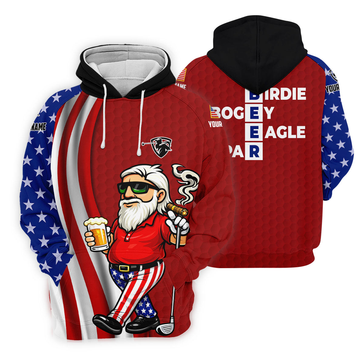 Patriotic Man Golf And Beer Funny 4th Of July Red Golf Shirt, 250 Years Of America Golf Shirts For Men