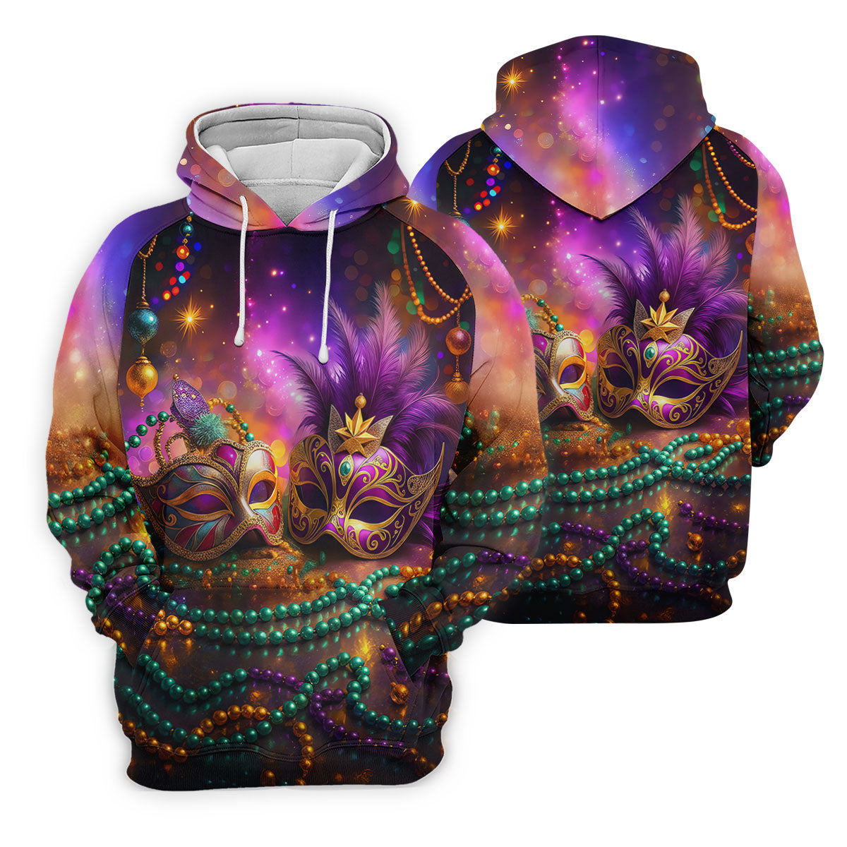 Carnival Mask Beads Chain Bokeh Effect Mardi Gras Golf Shirt, Polo ShirtFor Men, Golf Shirts For Men
