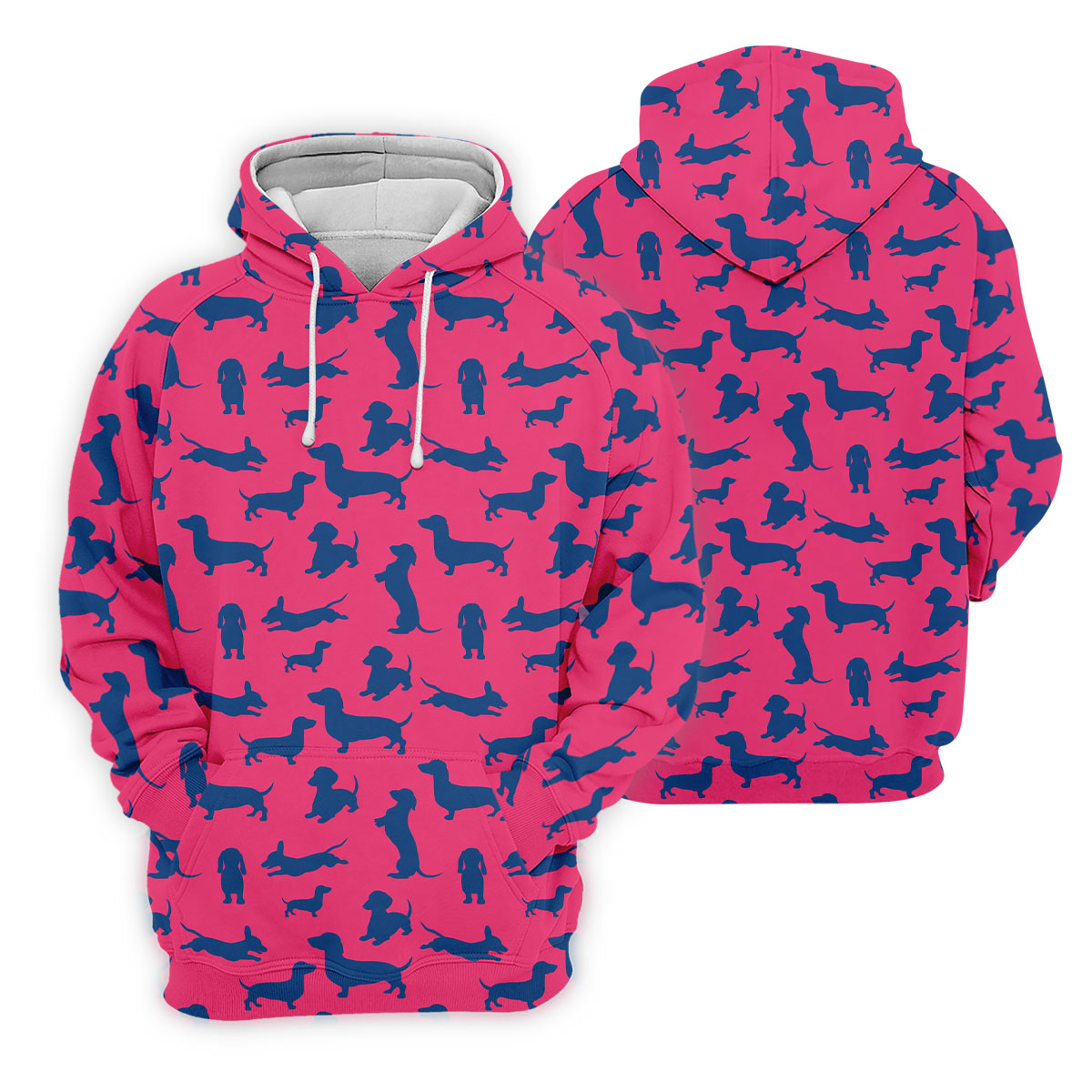 Funny Dachshund Pink And Navy Cute Golf Shirt, Men's Funny Golf Shirts, Golf Shirts For Men